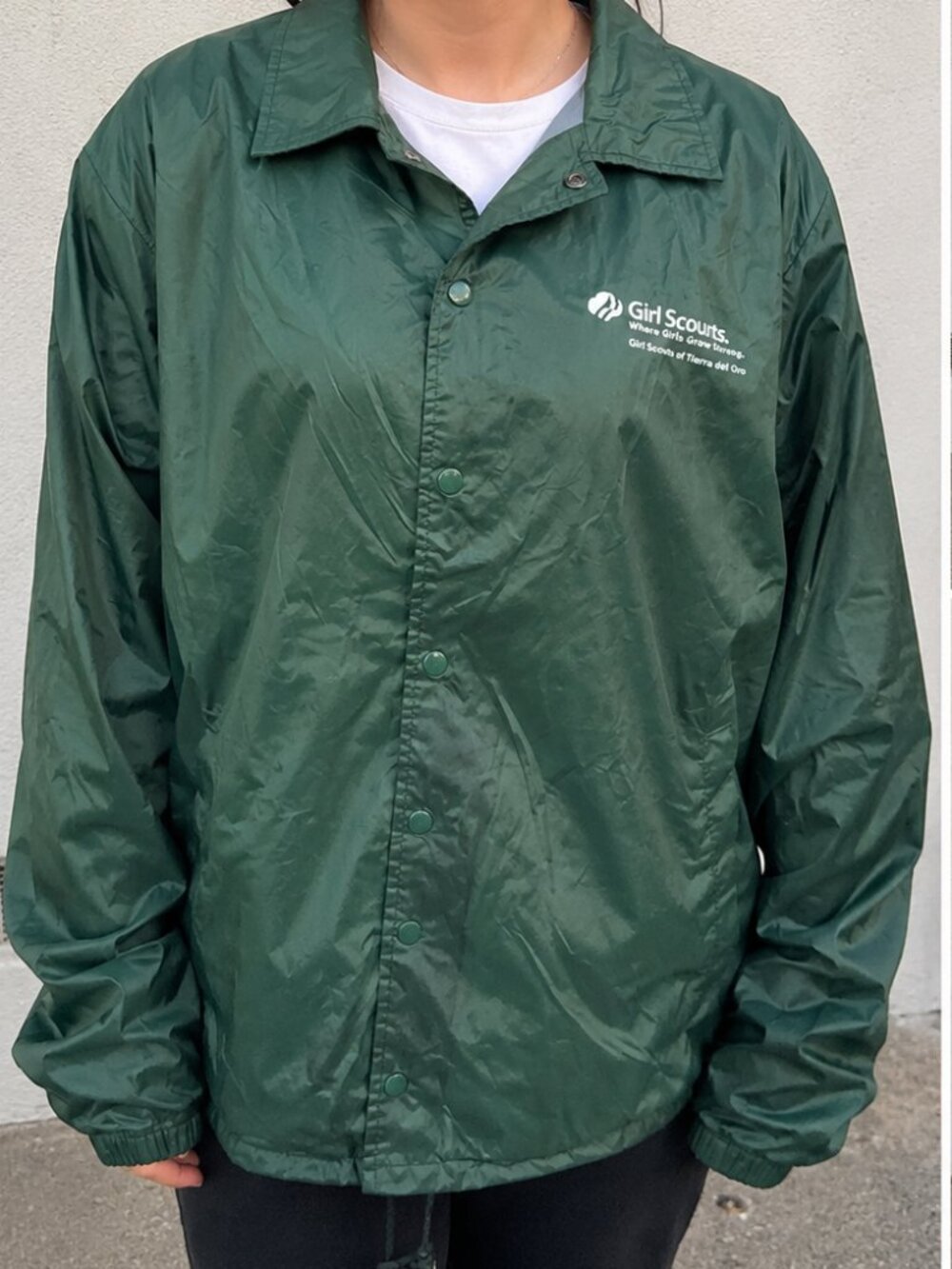 Vintage Girl Scouts Bomber Jacket Green Windbreaker Outdoor Campcore 2XL